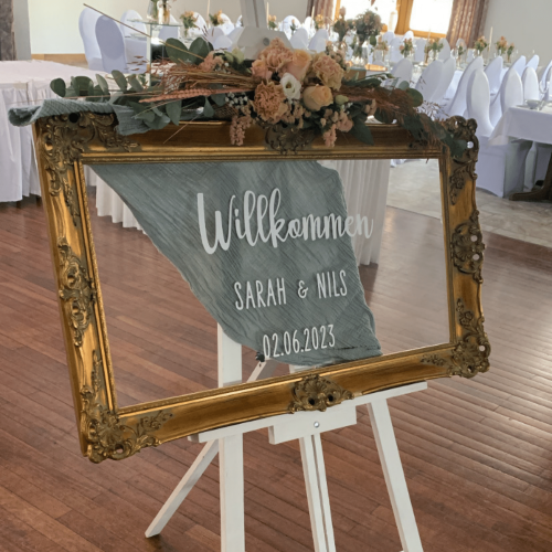 Willkommensschild Acryl auf Hochzeit